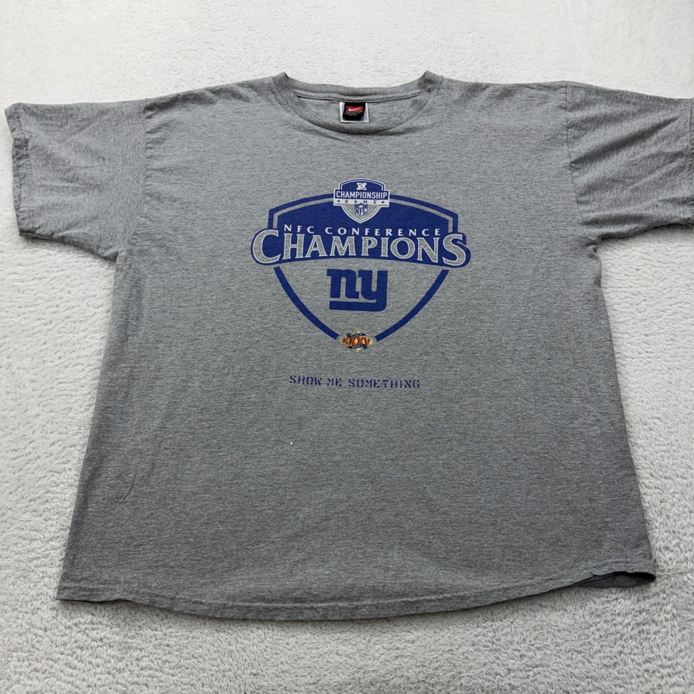 Vintage‎ Nike New York Giants NFC Champions Shirt Mens XL Grey Super Bowl XXXV